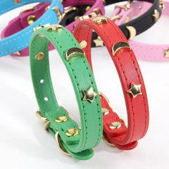 Cute Cat Collar Soft Leather Pet Collars For Small Dog Kitten Puppy Necklace Cat Accessories Star Moon Rivets Decoration XS-M