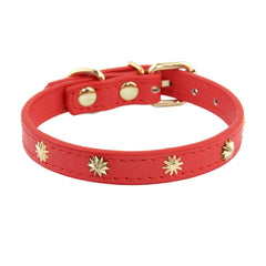 Designers Leather Cat Collar Gold Rivet Kitten Necklace for Cats Small Dog Puppy Accessories Pet Supplies Chihuahua 1.3 CM Width